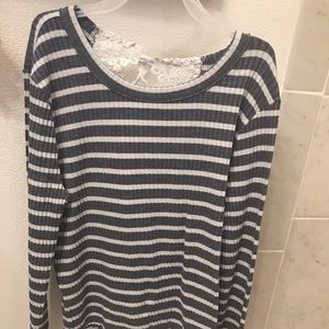 Grey and white striped long sleeve